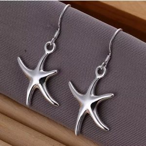 Silver Starfish Dangle Earrings